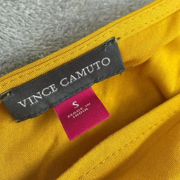Vince Camuto Womens Yellow Ruffle Hem Jumpsuit S 100% Rayon NWT 6136 - Picture 3 of 8
